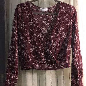Tilly’s Floral deep v long sleeve